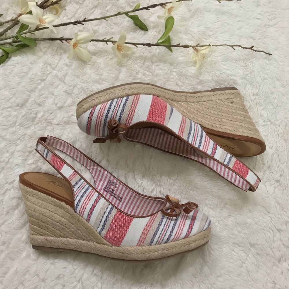 G.H. Bass & Co. Striped Espadrilles Wedges Shoes
